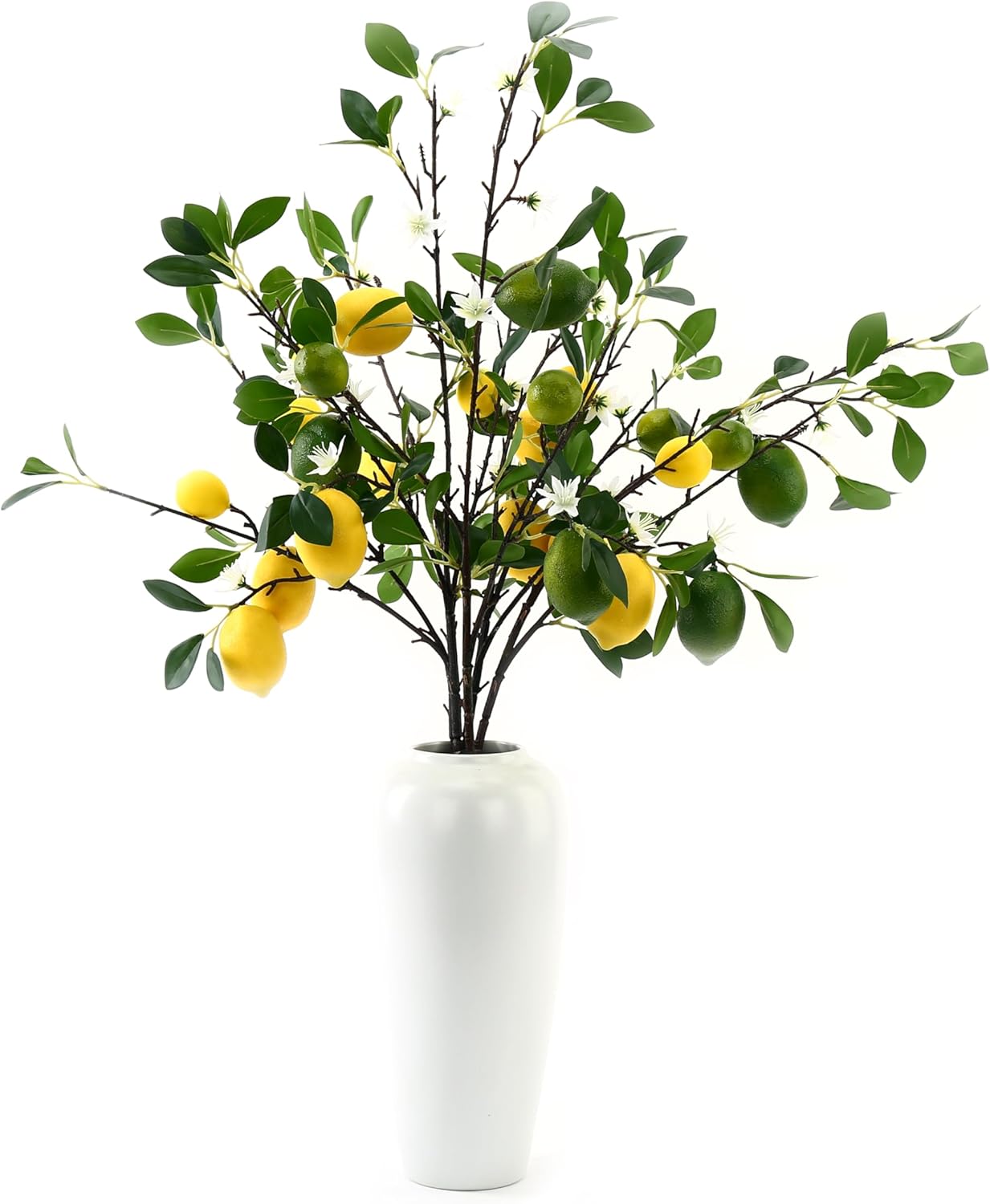 4 Pcs Artificial Lemon Tree Branches, 30 Inch | Realistic Faux Lemons Stems, Lemon Kitchen Decor, Lifelike Fake Lemons, For Home Table Vase & Lemon Decorations