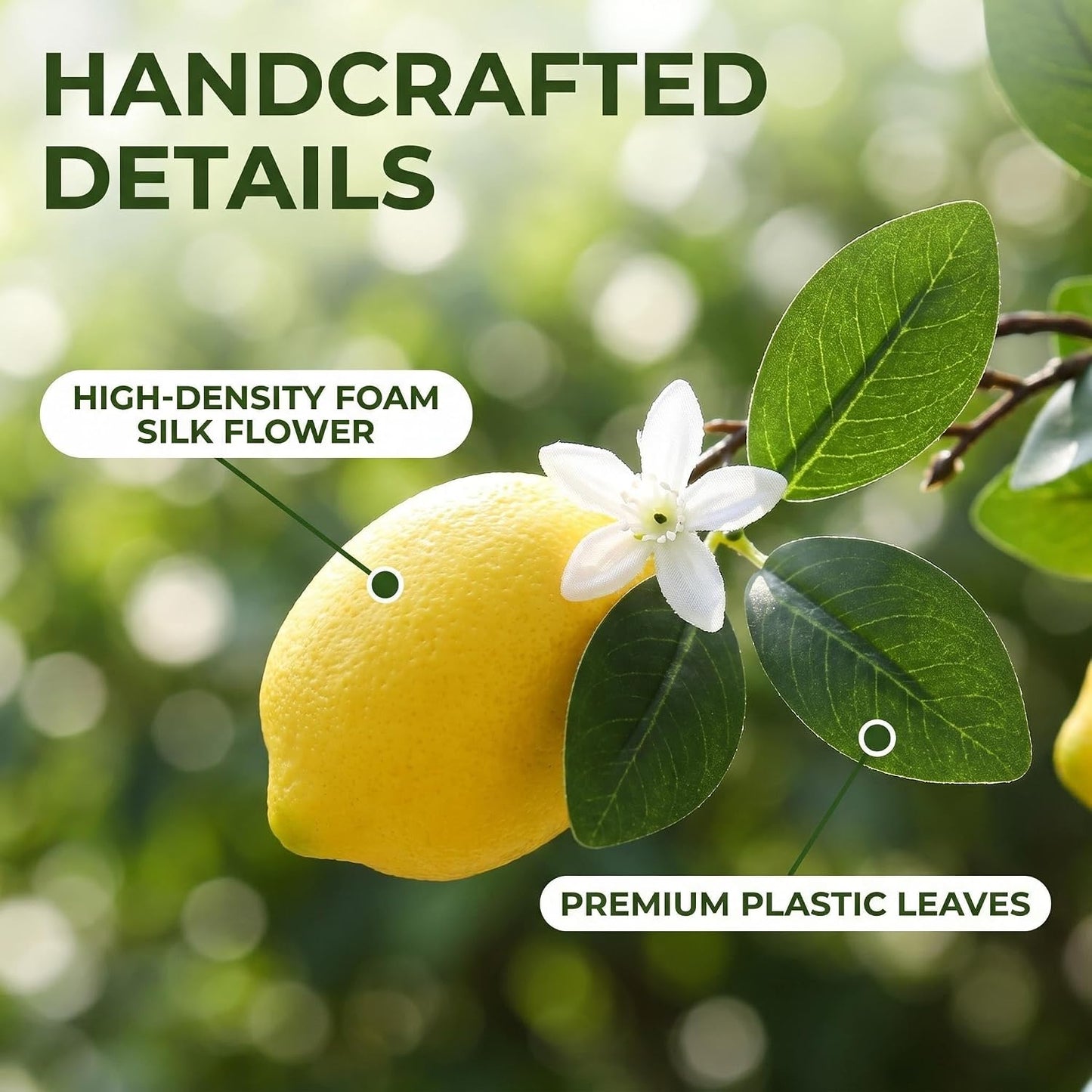 4 Pcs Artificial Lemon Tree Branches, 30 Inch | Realistic Faux Lemons Stems, Lemon Kitchen Decor, Lifelike Fake Lemons, For Home Table Vase & Lemon Decorations