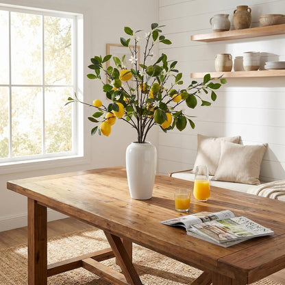 4 Pcs Artificial Lemon Tree Branches, 30 Inch | Realistic Faux Lemons Stems, Lemon Kitchen Decor, Lifelike Fake Lemons, For Home Table Vase & Lemon Decorations