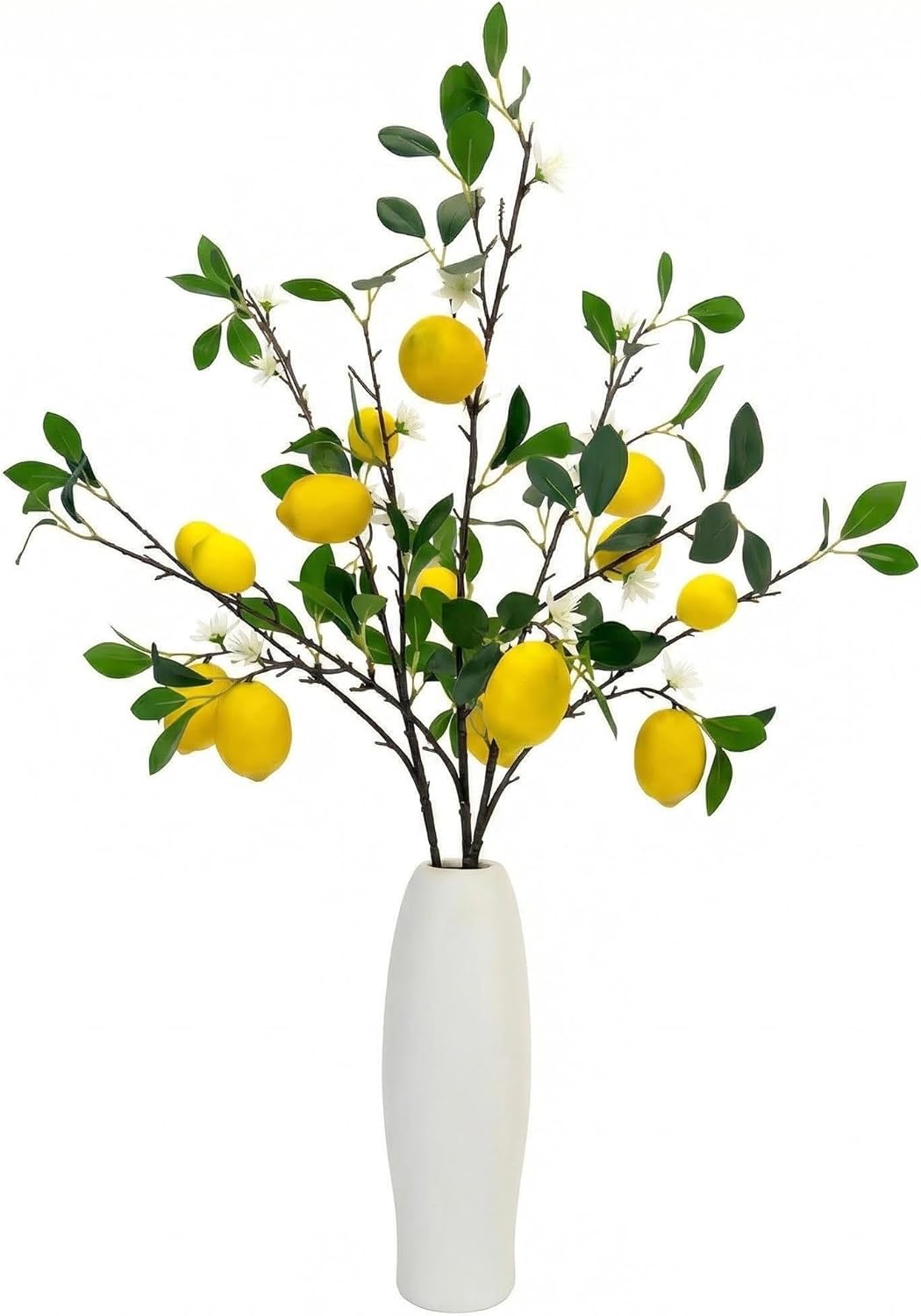 4 Pcs Artificial Lemon Tree Branches, 30 Inch | Realistic Faux Lemons Stems, Lemon Kitchen Decor, Lifelike Fake Lemons, For Home Table Vase & Lemon Decorations
