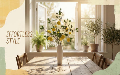 4 Pcs Artificial Lemon Tree Branches, 30 Inch | Realistic Faux Lemons Stems, Lemon Kitchen Decor, Lifelike Fake Lemons, For Home Table Vase & Lemon Decorations