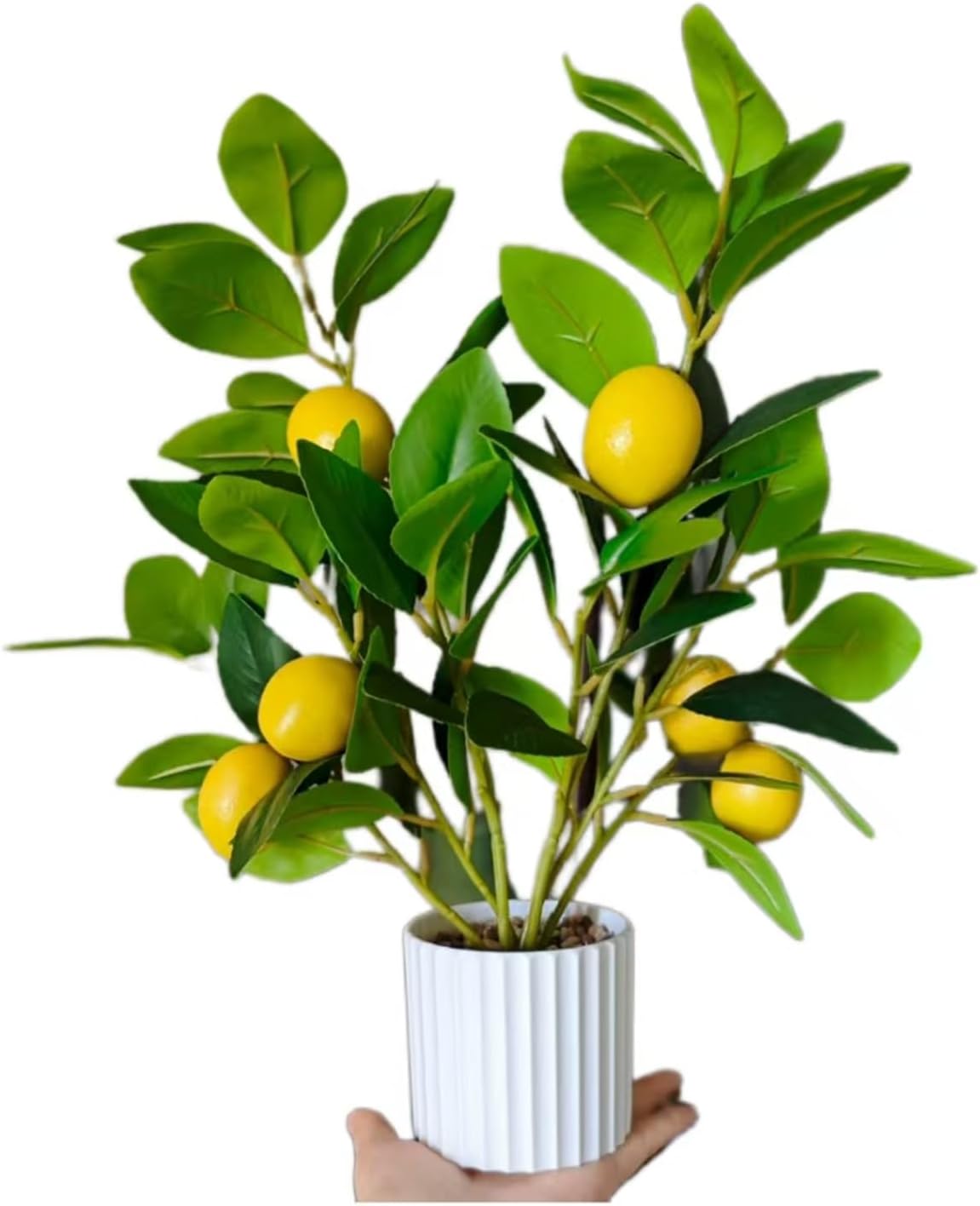 Artificial Lemon Tree in Pot, 15.7" Real Touch Faux Plant for Home Office Desk Decor, Perfect for Coastal Farmhouse Kitchen Living Room