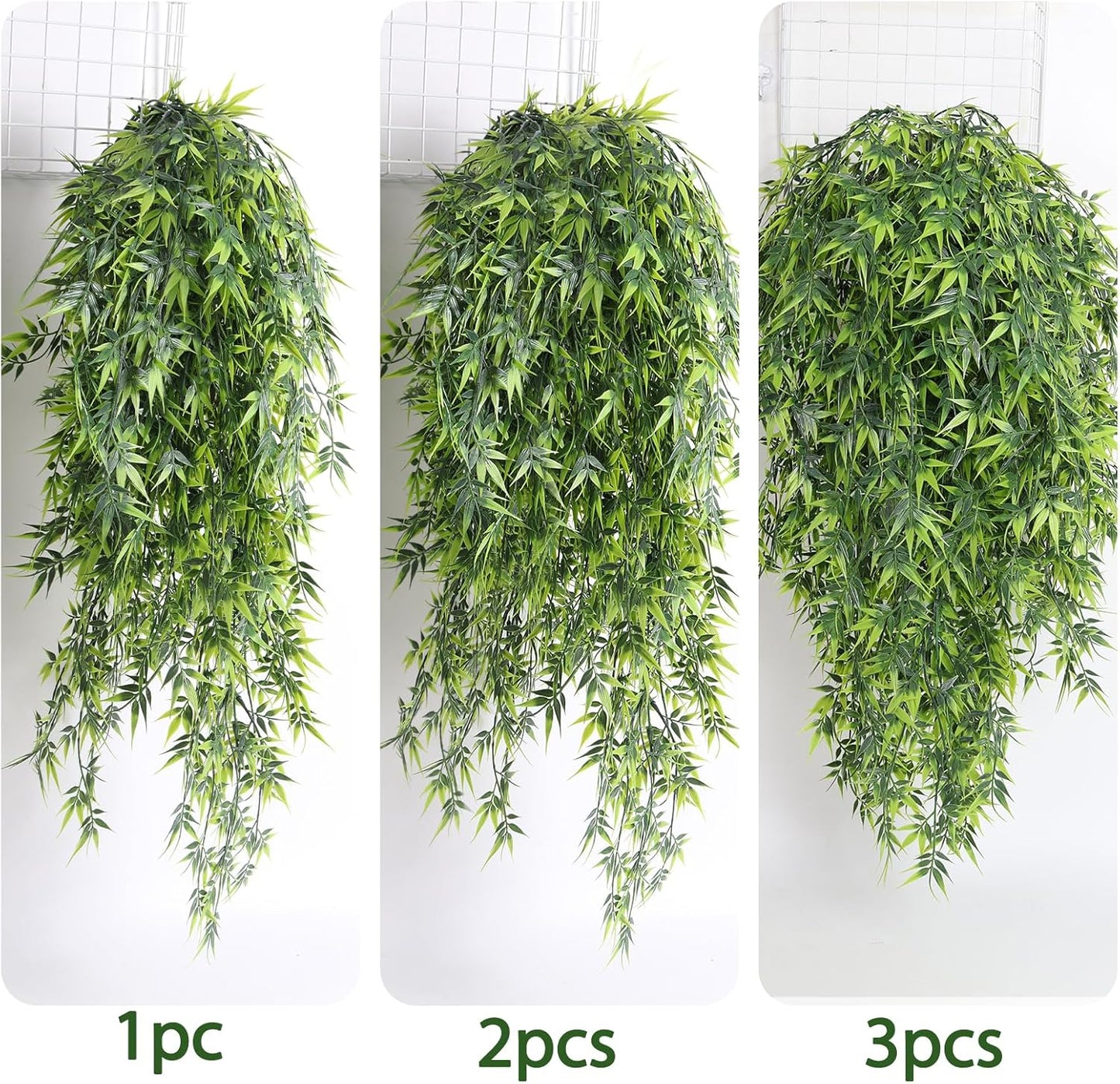 3Pc Artificial Hanging Palm Leaves 29.5In Plastic Monstera Plants | Maintenance Free,No Fade,Fake Tropical Greenery Outdoor Indoor Home Office Garden Wedding Jungle Hawaiian Party Wall Decor