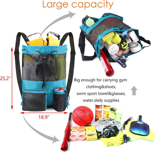 Gym Bags for Men Women Mesh Drawstring Backpack for Swim Sports Workout Gear Gifts for Swimmers Beach Pool Wrestling Backpack Cinch Bag With 3 Pockets Neon Yellow XLarge