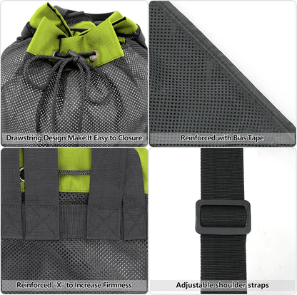 Gym Bags for Men Women Mesh Drawstring Backpack for Swim Sports Workout Gear Gifts for Swimmers Beach Pool Wrestling Backpack Cinch Bag With 3 Pockets Neon Yellow XLarge