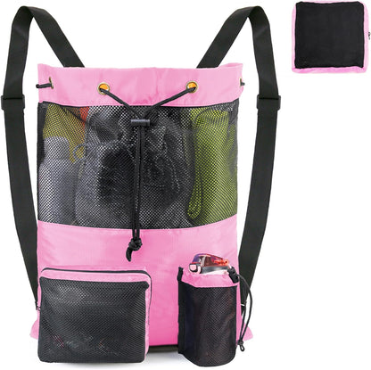 Gym Bags for Men Women Mesh Drawstring Backpack for Swim Sports Workout Gear Gifts for Swimmers Beach Pool Wrestling Backpack Cinch Bag With 3 Pockets Neon Yellow XLarge