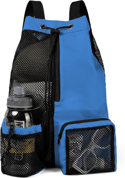 Gym Bags for Men Women Mesh Drawstring Backpack for Swim Sports Workout Gear Gifts for Swimmers Beach Pool Wrestling Backpack Cinch Bag With 3 Pockets Neon Yellow XLarge