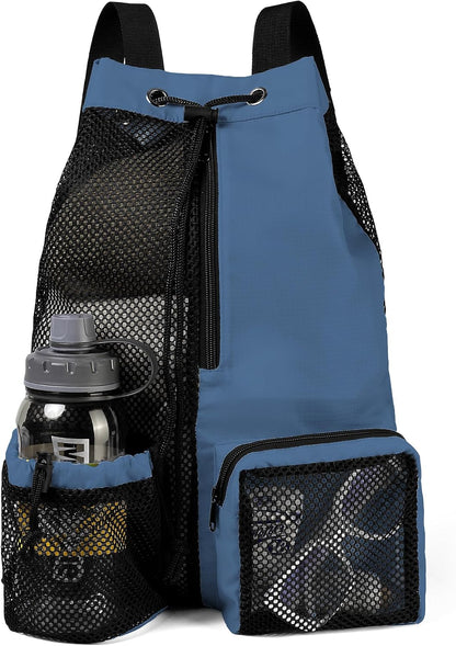 Gym Bags for Men Women Mesh Drawstring Backpack for Swim Sports Workout Gear Gifts for Swimmers Beach Pool Wrestling Backpack Cinch Bag With 3 Pockets Neon Yellow XLarge