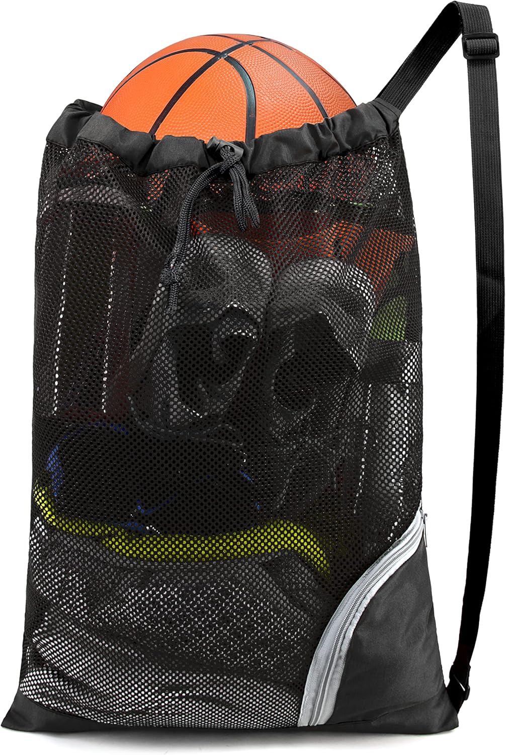 Gym Bags for Men Women Mesh Drawstring Backpack for Swim Sports Workout Gear Gifts for Swimmers Beach Pool Wrestling Backpack Cinch Bag With 3 Pockets Neon Yellow XLarge