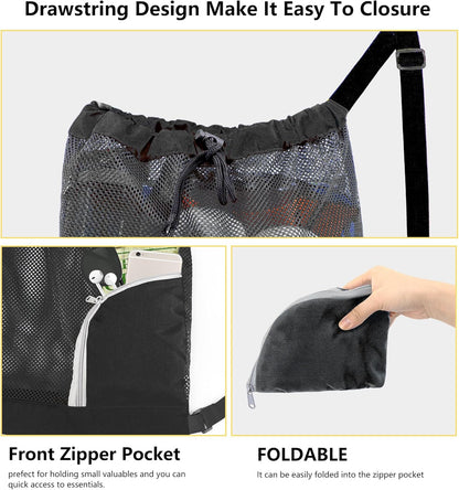 Gym Bags for Men Women Mesh Drawstring Backpack for Swim Sports Workout Gear Gifts for Swimmers Beach Pool Wrestling Backpack Cinch Bag With 3 Pockets Neon Yellow XLarge
