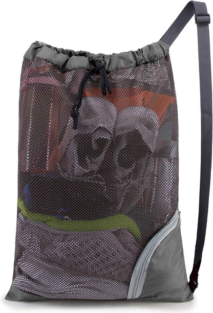 Gym Bags for Men Women Mesh Drawstring Backpack for Swim Sports Workout Gear Gifts for Swimmers Beach Pool Wrestling Backpack Cinch Bag With 3 Pockets Neon Yellow XLarge