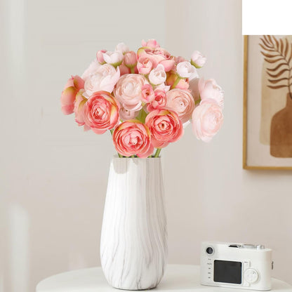 Ranunculus Artificial Flowers 2 Bouquets Mini Cream Fake Flowers 12PCS Small Faux Ranunculus Decorative Flowers for DIY Wedding Bouquet Bridal Shower Filler Flowers Decorations (Cream)