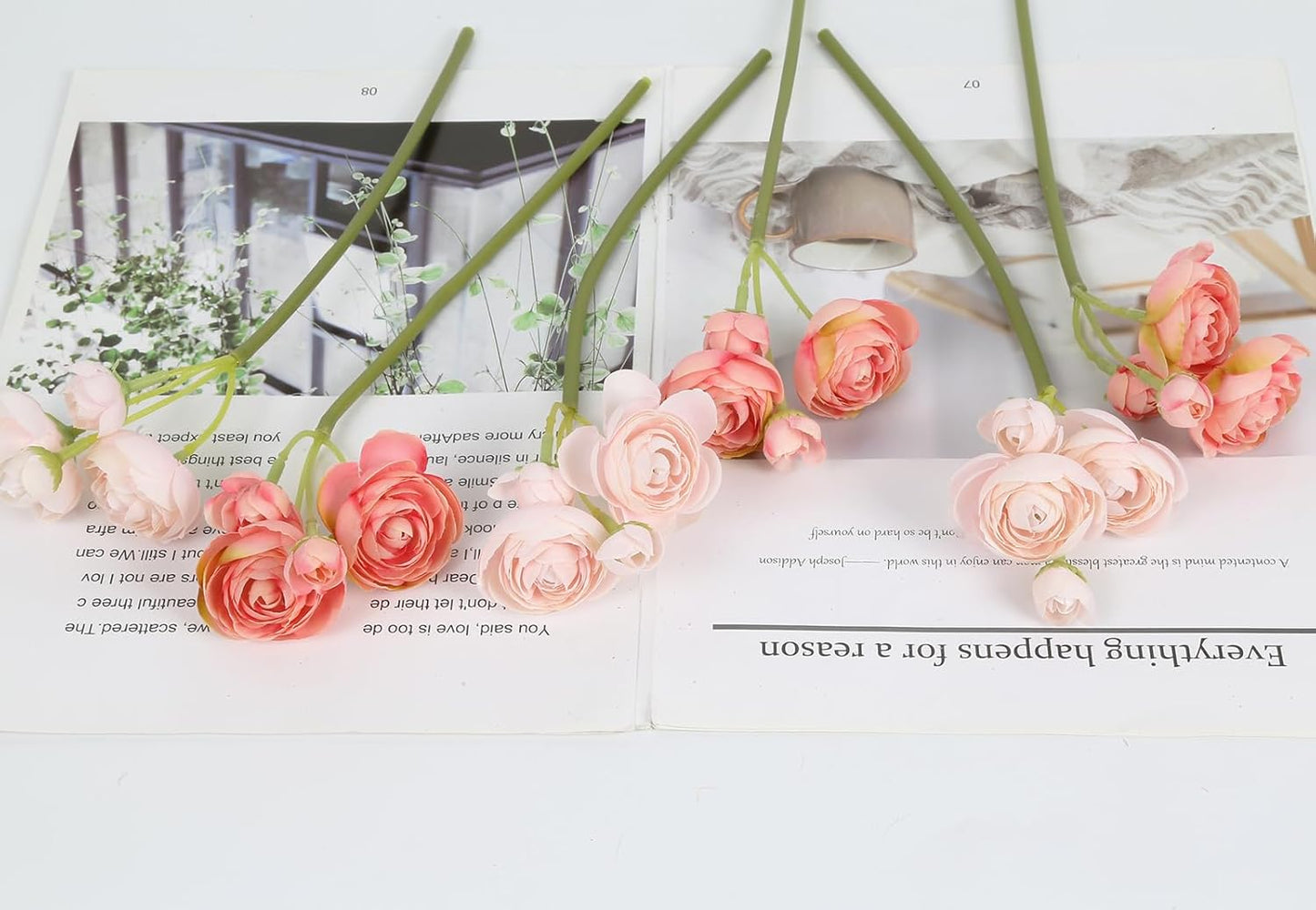 Ranunculus Artificial Flowers 2 Bouquets Mini Cream Fake Flowers 12PCS Small Faux Ranunculus Decorative Flowers for DIY Wedding Bouquet Bridal Shower Filler Flowers Decorations (Cream)