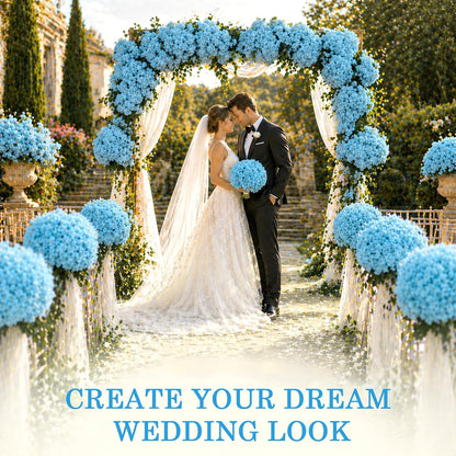 Bulk Artificial Hydrangeas, 104PCS Blue Faux Flower Set