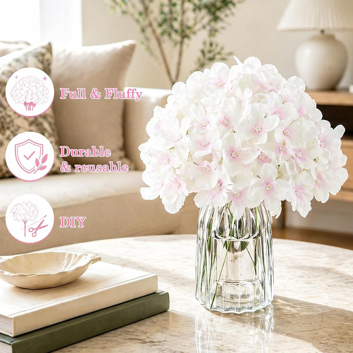 Bulk Artificial Hydrangeas, 104PCS Blue Faux Flower Set