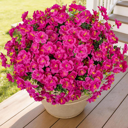 16 Bundles Realistic Artificial Camellia Flowers for Outdoor, UV Resistant Faux Lifelike Fake Flowers for Home Decor, Wedding, Centerpiece（Purple/Magenta/Rose Red/Pink）
