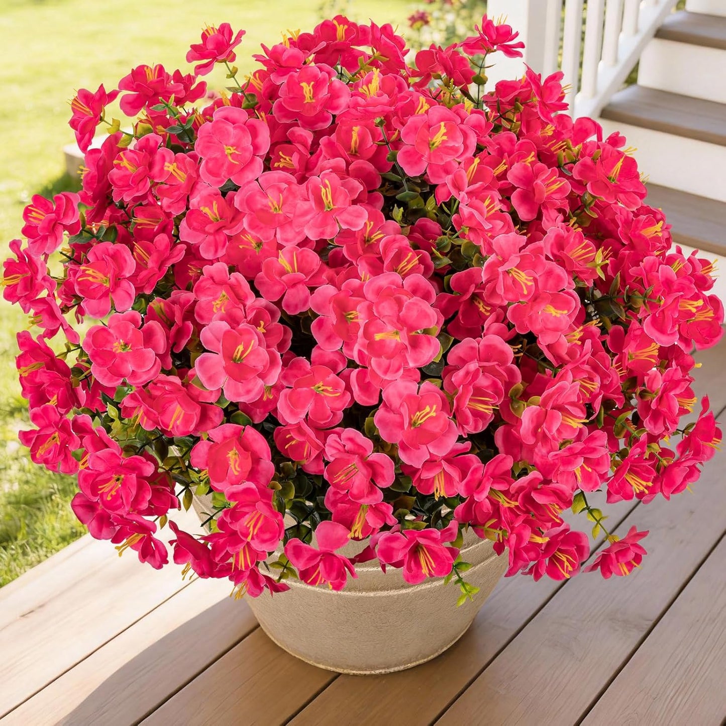 16 Bundles Realistic Artificial Camellia Flowers for Outdoor, UV Resistant Faux Lifelike Fake Flowers for Home Decor, Wedding, Centerpiece（Purple/Magenta/Rose Red/Pink）