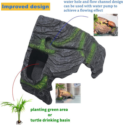 Reptile Hideout Cave Resin Rock Hides Terrarium Habitat Decor(Floating Island)
