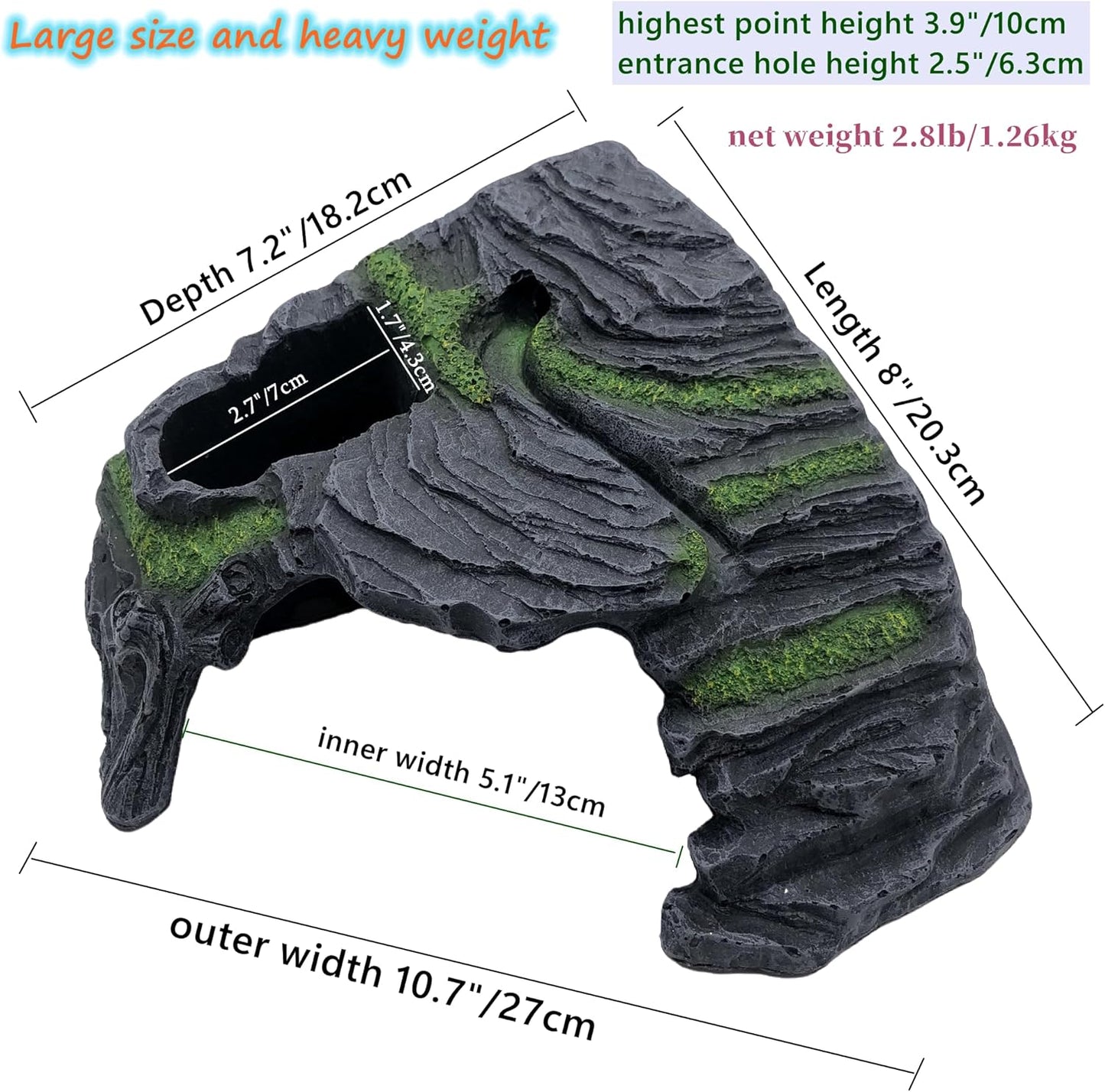Reptile Hideout Cave Resin Rock Hides Terrarium Habitat Decor(Floating Island)