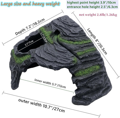 Reptile Hideout Cave Resin Rock Hides Terrarium Habitat Decor(Floating Island)