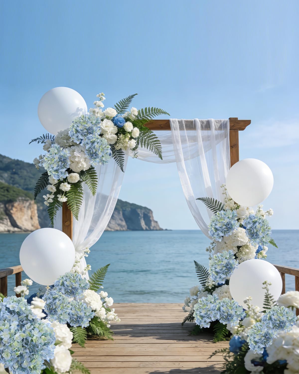 3pcs Lush Real Touch Hydrangea Artificial Flowers,Blue