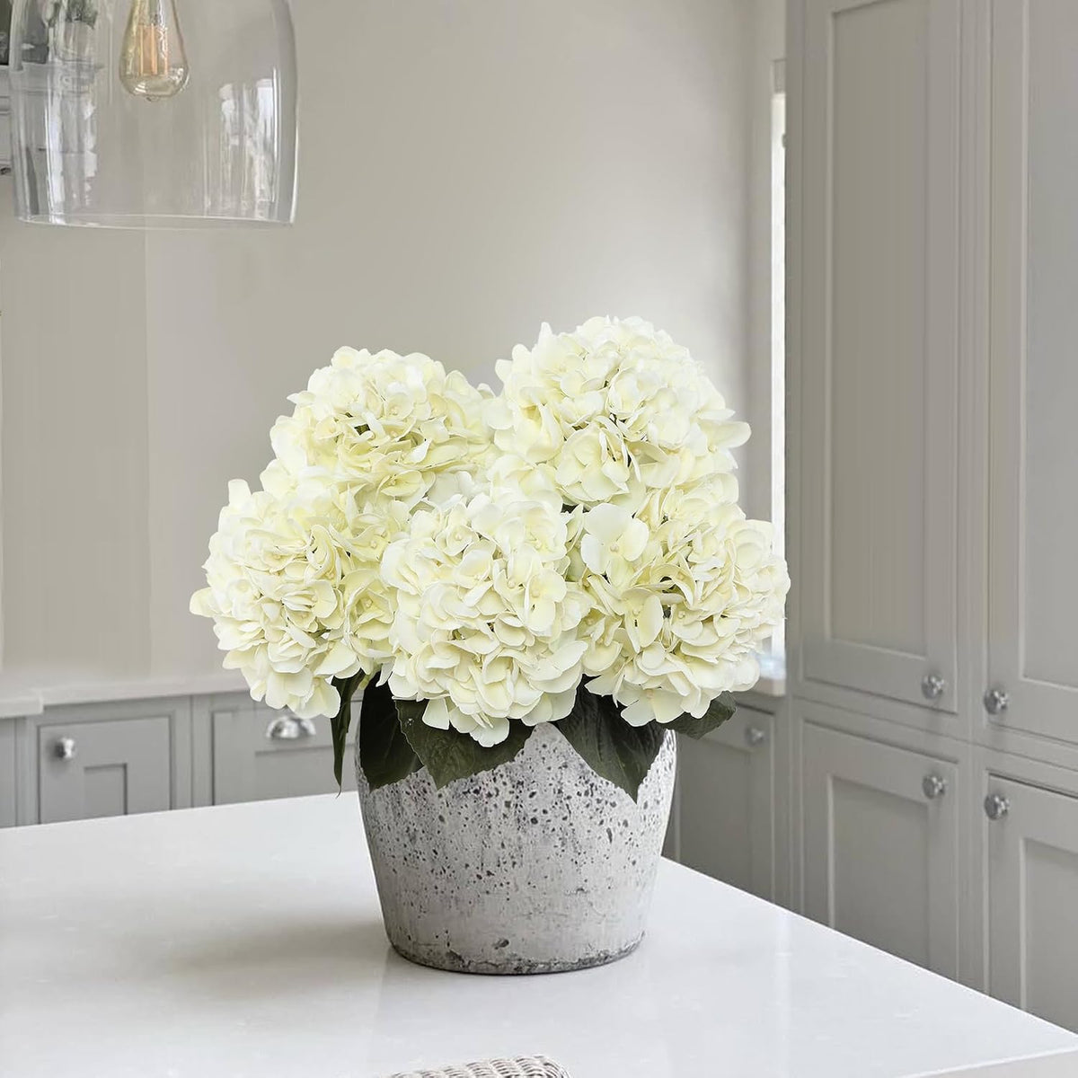 3pcs Lush Real Touch Hydrangea Artificial Flowers,Blue