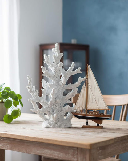 Lifelike Coral Reef Sculpture Statue - Handmade Resin Ocean Decor for Aquarium, Desk, Bathroom, Shelf - Coastal Beach Nautical Theme Gift for Home & Office