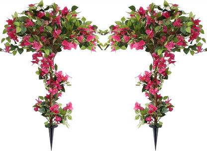 5 Feet Artificial Bougainvillea Tree with Flowers in Plastic Pot Faux Blooming Tree for Decor Indoor or Outdoor Home Office, 1 PCS(63 inch)