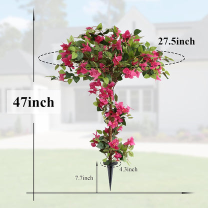 5 Feet Artificial Bougainvillea Tree with Flowers in Plastic Pot Faux Blooming Tree for Decor Indoor or Outdoor Home Office, 1 PCS(63 inch)