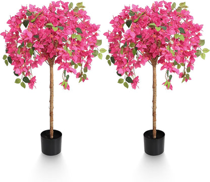 5 Feet Artificial Bougainvillea Tree with Flowers in Plastic Pot Faux Blooming Tree for Decor Indoor or Outdoor Home Office, 1 PCS(63 inch)