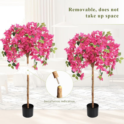 5 Feet Artificial Bougainvillea Tree with Flowers in Plastic Pot Faux Blooming Tree for Decor Indoor or Outdoor Home Office, 1 PCS(63 inch)