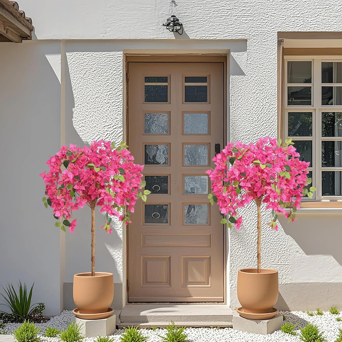 5 Feet Artificial Bougainvillea Tree with Flowers in Plastic Pot Faux Blooming Tree for Decor Indoor or Outdoor Home Office, 1 PCS(63 inch)