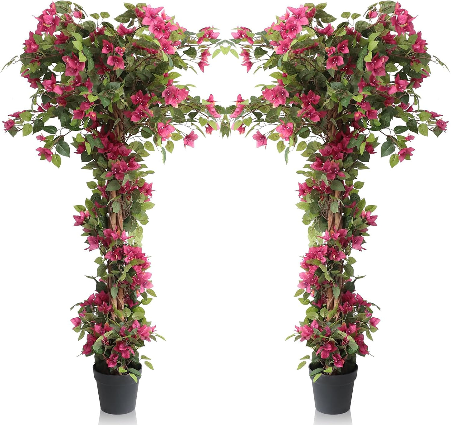 5 Feet Artificial Bougainvillea Tree with Flowers in Plastic Pot Faux Blooming Tree for Decor Indoor or Outdoor Home Office, 1 PCS(63 inch)