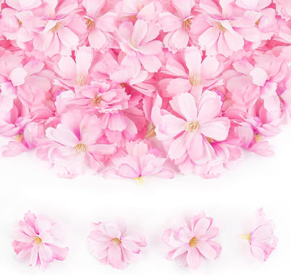 50 Pack Fake Flower Heads Airtificial Silk Plum Cherry Blossom Head Peony Daisy Decor for DIY Crafts Home Wedding Party Hats Decoration (Light Purple)