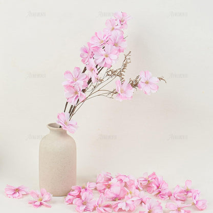 50 Pack Fake Flower Heads Airtificial Silk Plum Cherry Blossom Head Peony Daisy Decor for DIY Crafts Home Wedding Party Hats Decoration (Light Purple)