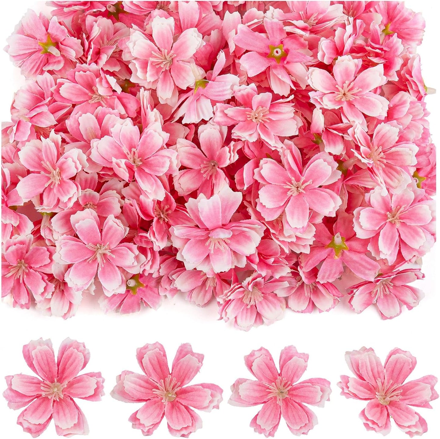 50 Pack Fake Flower Heads Airtificial Silk Plum Cherry Blossom Head Peony Daisy Decor for DIY Crafts Home Wedding Party Hats Decoration (Light Purple)