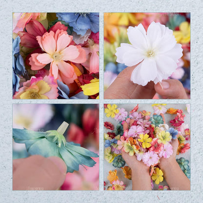 50 Pack Fake Flower Heads Airtificial Silk Plum Cherry Blossom Head Peony Daisy Decor for DIY Crafts Home Wedding Party Hats Decoration (Light Purple)