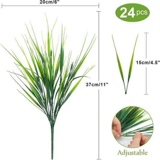 24 Pcs Artificial Plants Outdoors Fake Greenery Stems, Green