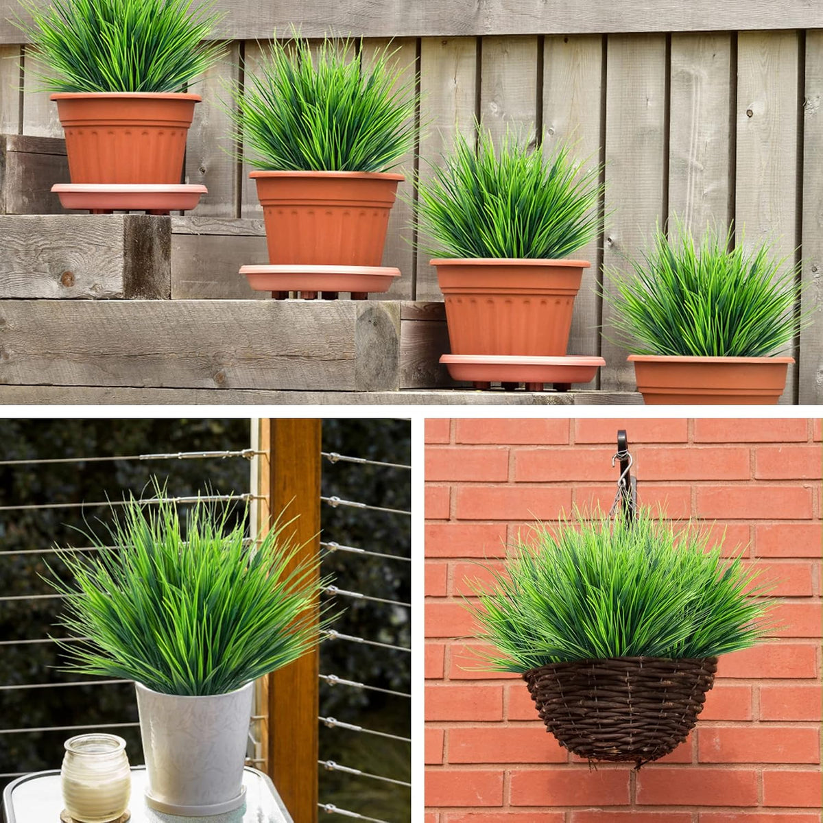 24 Pcs Artificial Plants Outdoors Fake Greenery Stems, Green