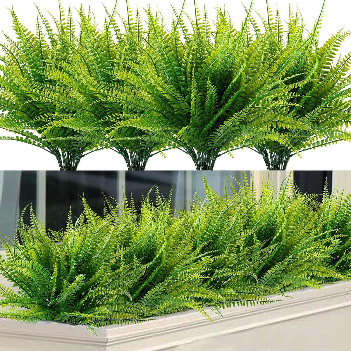24 Pcs Artificial Plants Outdoors Fake Greenery Stems, Green