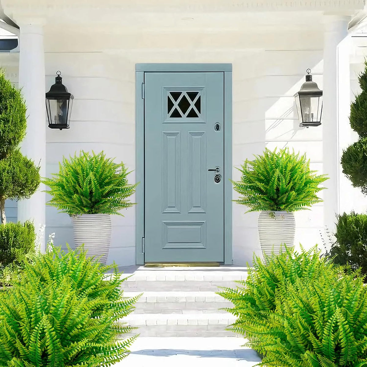 24 Pcs Artificial Plants Outdoors Fake Greenery Stems, Green