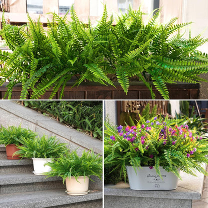 24 Pcs Artificial Plants Outdoors Fake Greenery Stems, Green