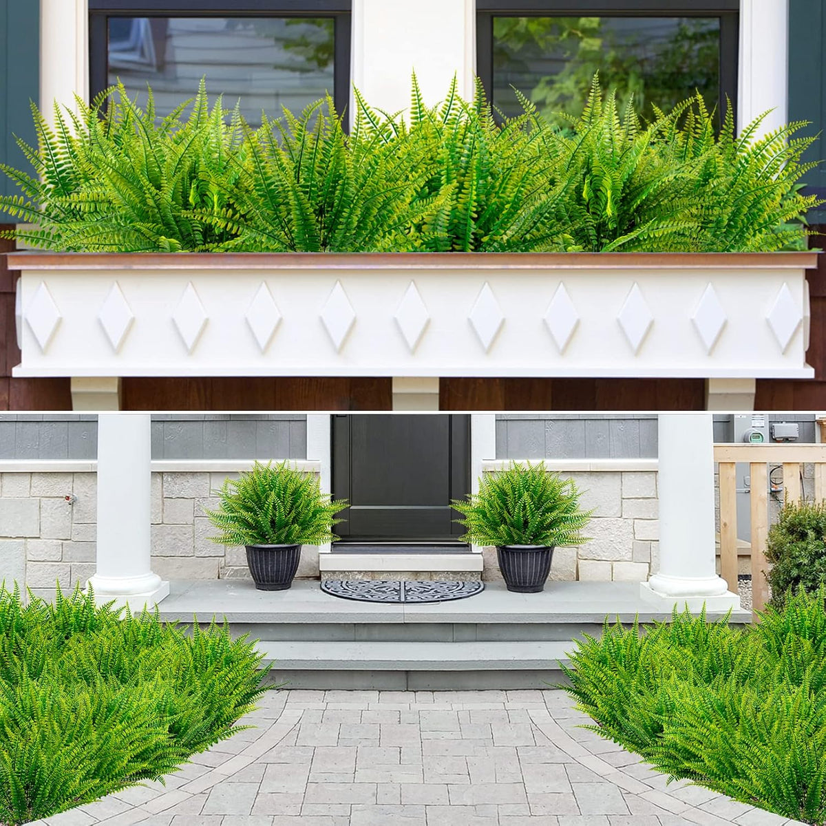 24 Pcs Artificial Plants Outdoors Fake Greenery Stems, Green