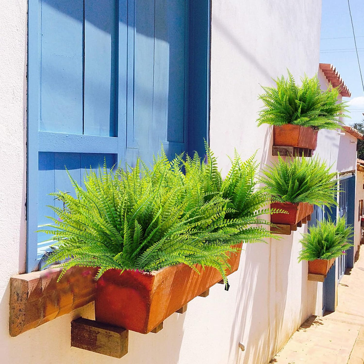 24 Pcs Artificial Plants Outdoors Fake Greenery Stems, Green