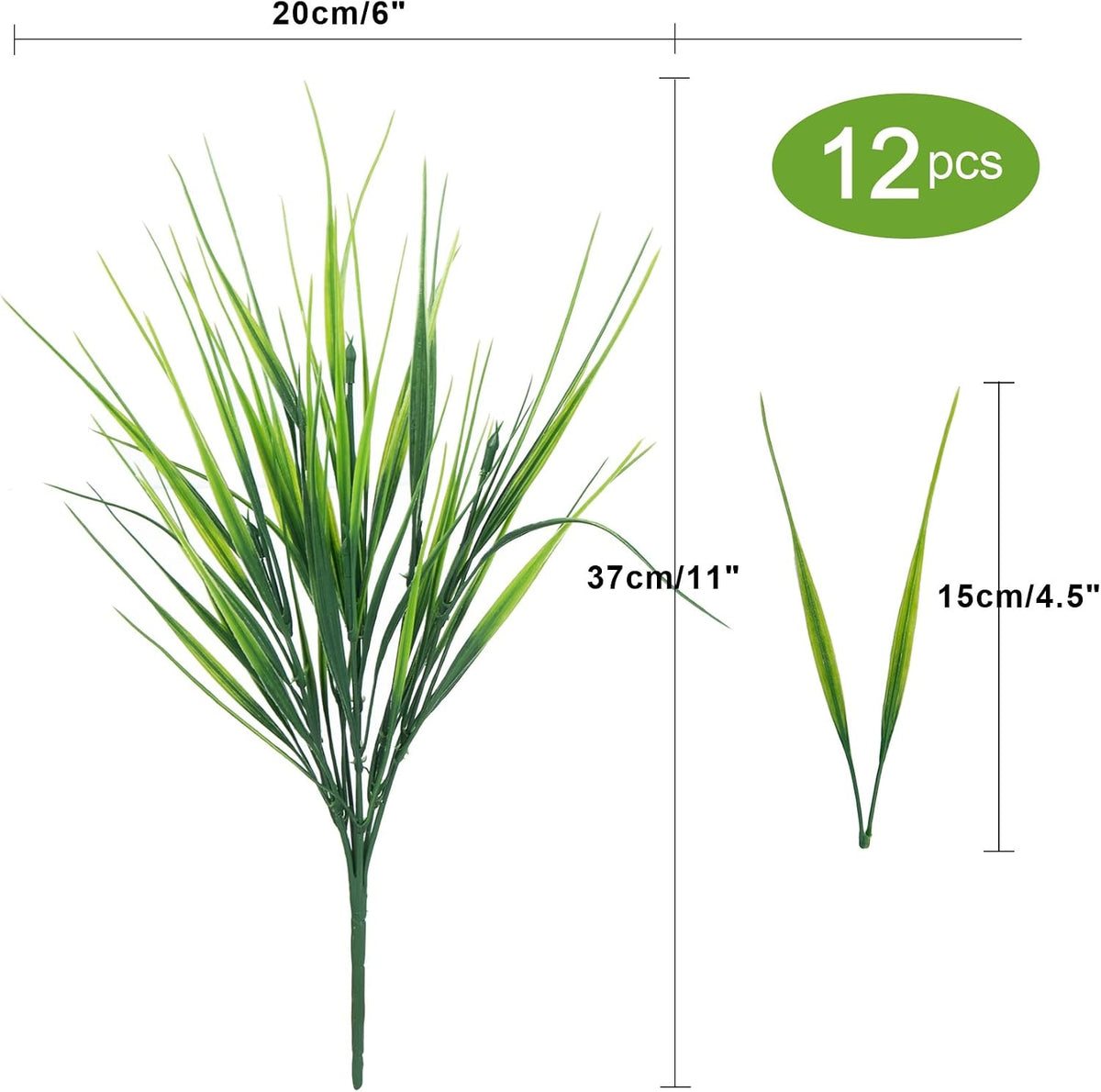 24 Pcs Artificial Plants Outdoors Fake Greenery Stems, Green