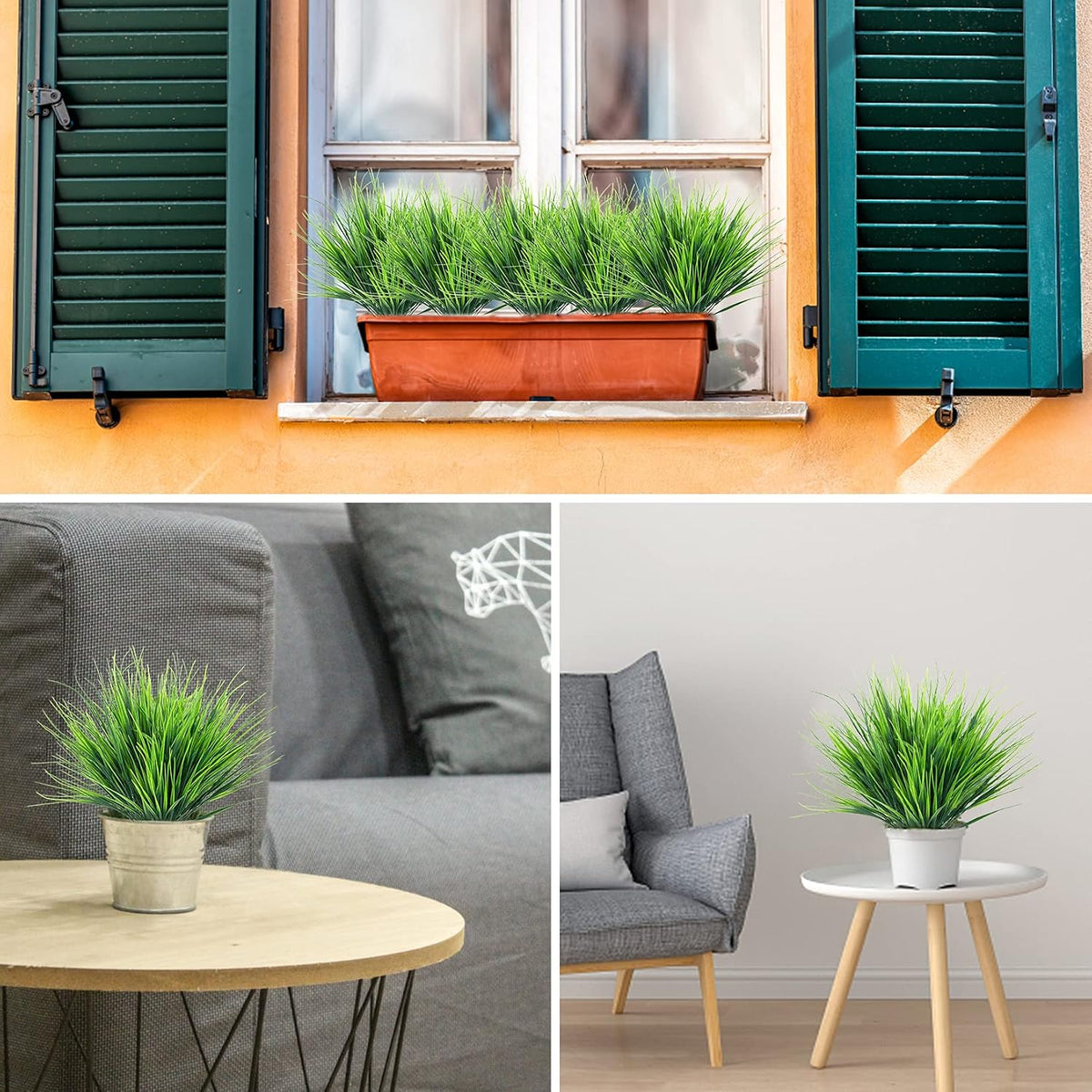 24 Pcs Artificial Plants Outdoors Fake Greenery Stems, Green