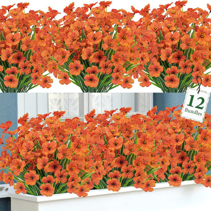 24 Pcs Artificial Plants Outdoors Fake Greenery Stems, Green