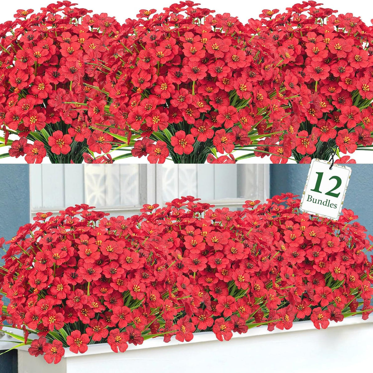 24 Pcs Artificial Plants Outdoors Fake Greenery Stems, Green