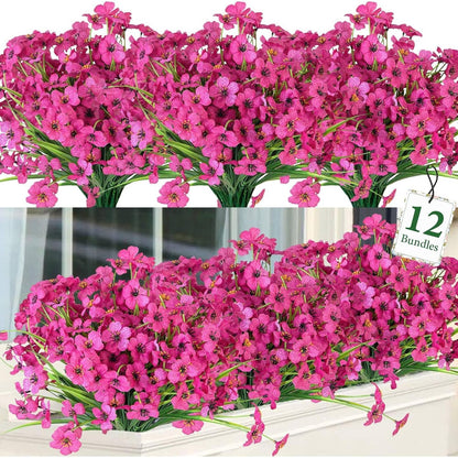 24 Pcs Artificial Plants Outdoors Fake Greenery Stems, Green