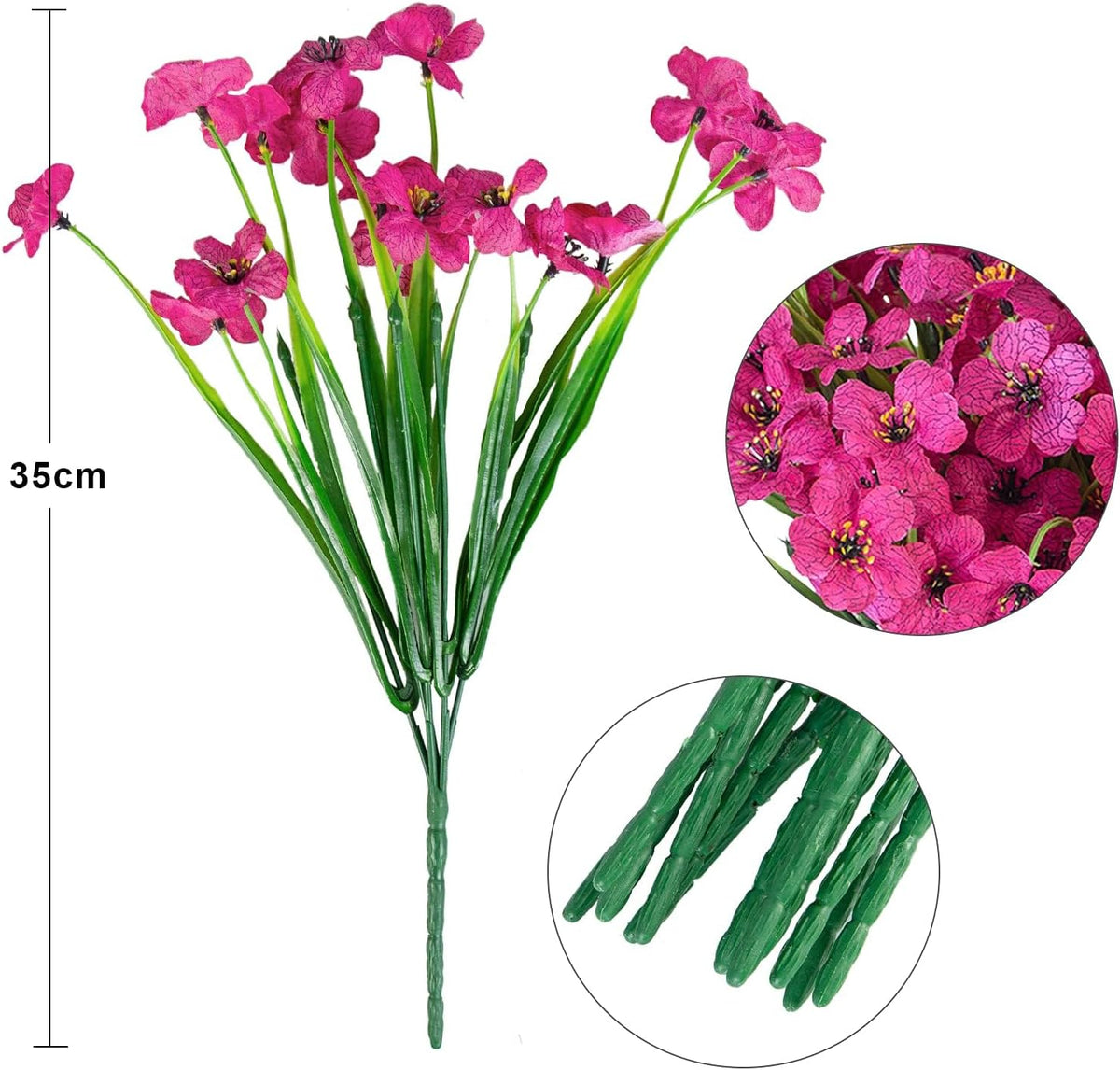 24 Pcs Artificial Plants Outdoors Fake Greenery Stems, Green